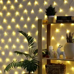 Гирлянда-сетка 1.6 × 1.6 м, IP20, прозрачная нить, 144 тёпло-белые LED, 8 режимов, 220 В, Luazon Lighting (3556874)