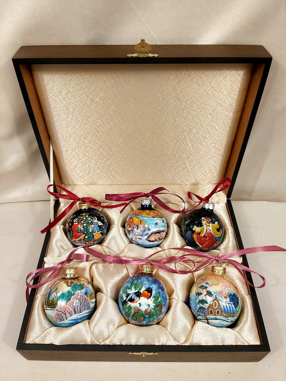 Набор елочных шаров  с ручной росписью Палех  №12