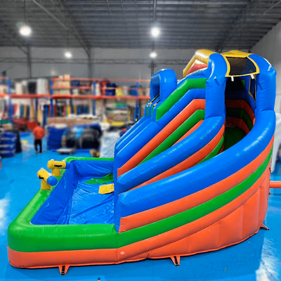 Надувной водный батут с бассейном «Колумбия» c одной лестницей, 6×6×5 м