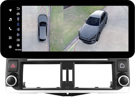 Магнитола для Toyota Land Cruiser Prado 150 2009-2013 (ШГУ 7", рамка LUX) - Teyes LUX ONE 360 монитор 12.3" 2K QLED на Android 10, 6/128Гб, CarPlay, 4G SIM-слот, 4 камеры в комплекте