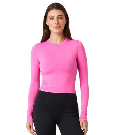 Женская теннисная футболка с длинным рукавом Björn Borg Studio Soft Cropped - ibis rose