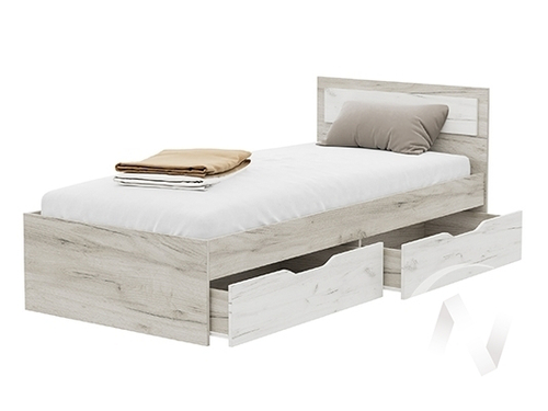 Кровать с ящиками КР 608 Спальня Гармония (дуб крафт серый/дуб крафт белый)