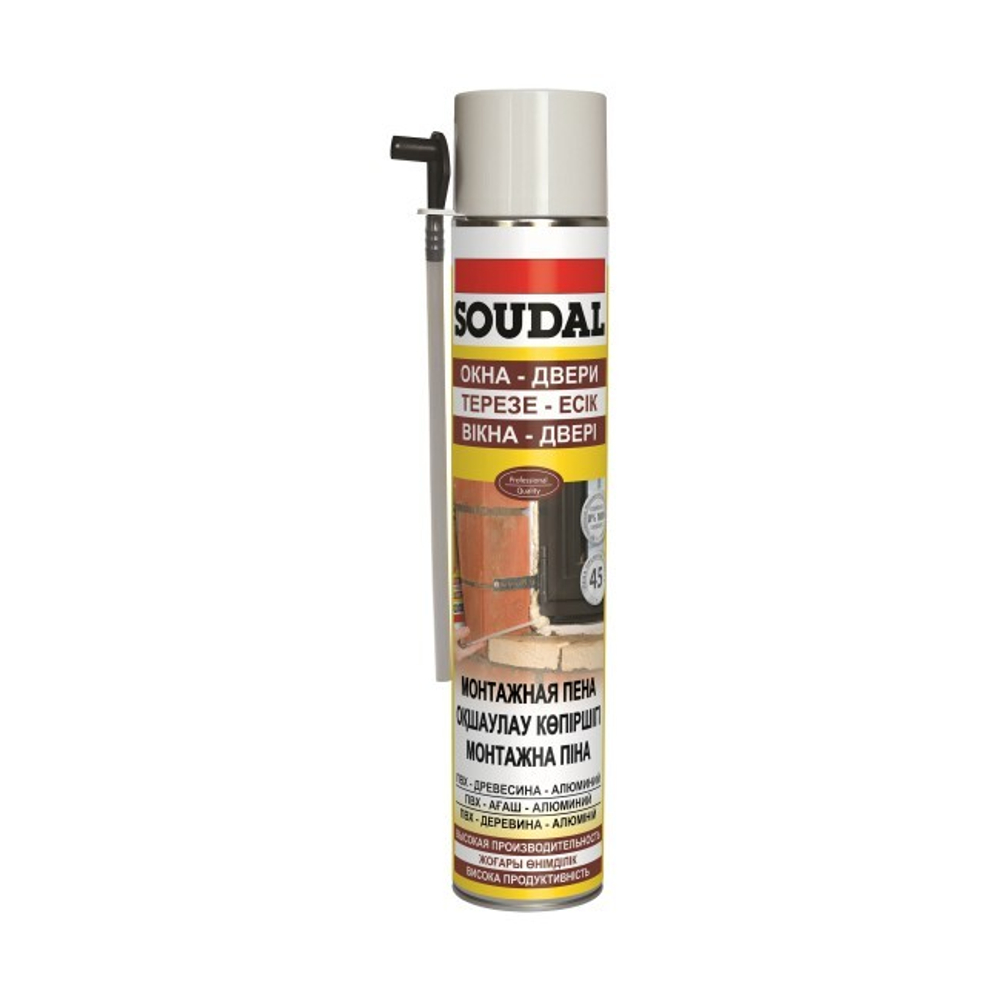 Пена монтажная Soudal ручная желтая (выход 50 л) 750 мл
