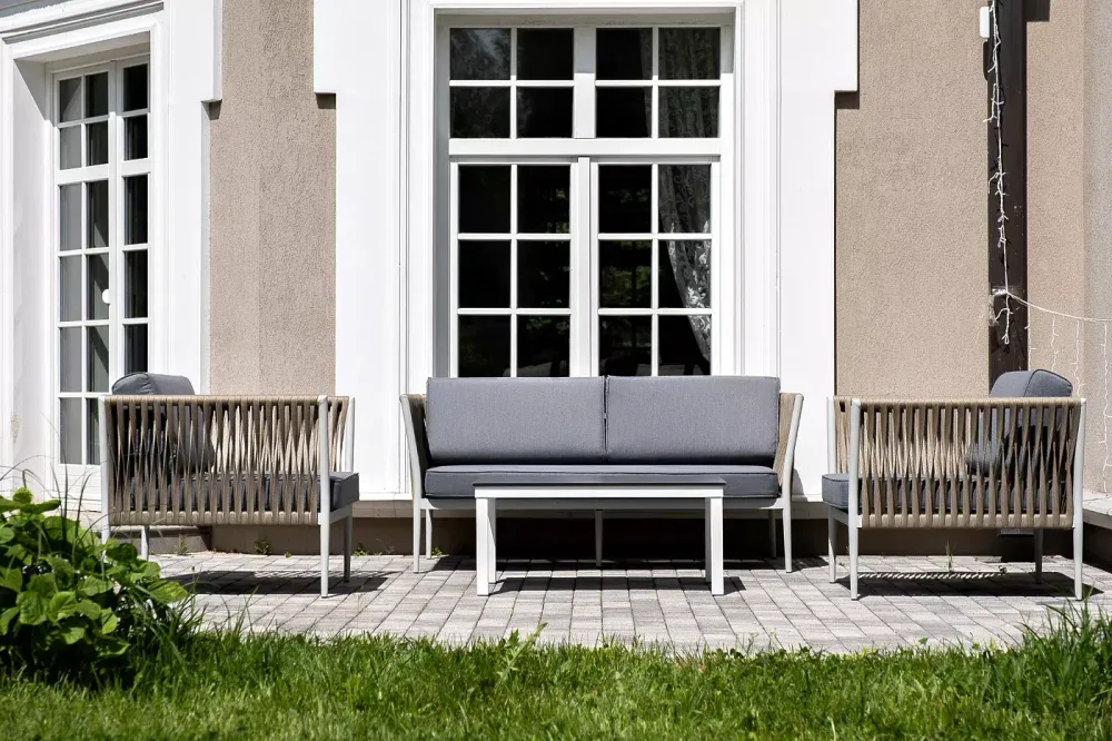 "Касабланка" лаунж-зона плетеная из роупа 4-местная, цвет серый