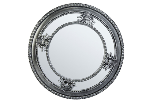 Круглое зеркало в серебряной зеркальной раме