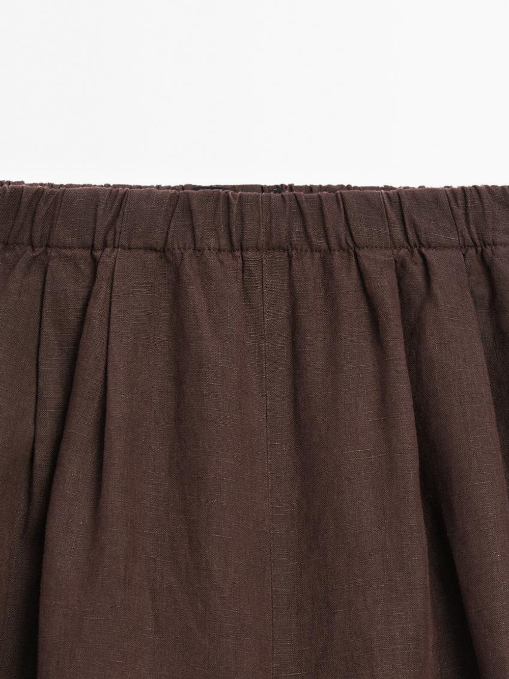 Massimo Dutti Струящиеся брюки из 100% льна, гранатовый