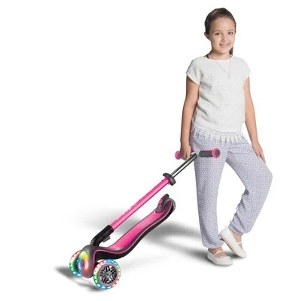 Самокат Globber Elite Deluxe Flash Lights розовый