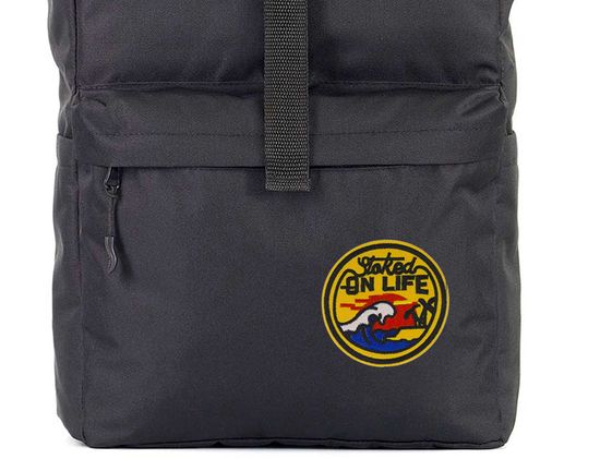 Нашивка термоаппликация на одежду и на рюкзак. Stoked on life, Волны, Серфинг