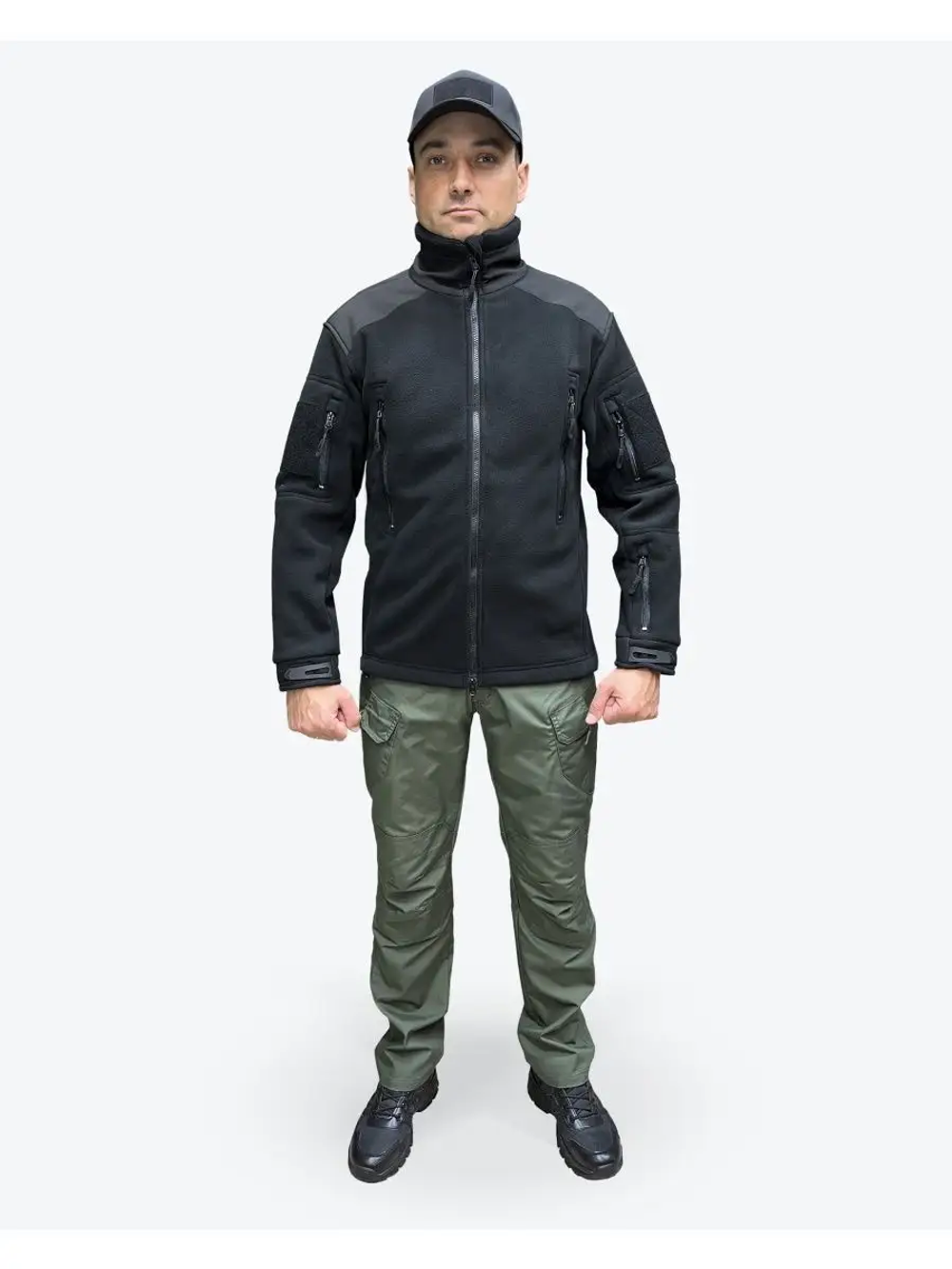 Флисовая кофта 7.26 без капюшона, Черный