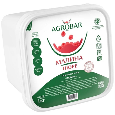 Фруктовое пюре Малина без сахара, Agrobar, Россия
