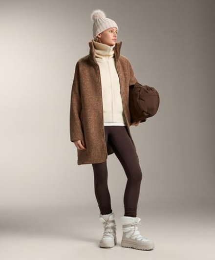 Oysho Длинная куртка из искусственной овчины, коричневый меланж