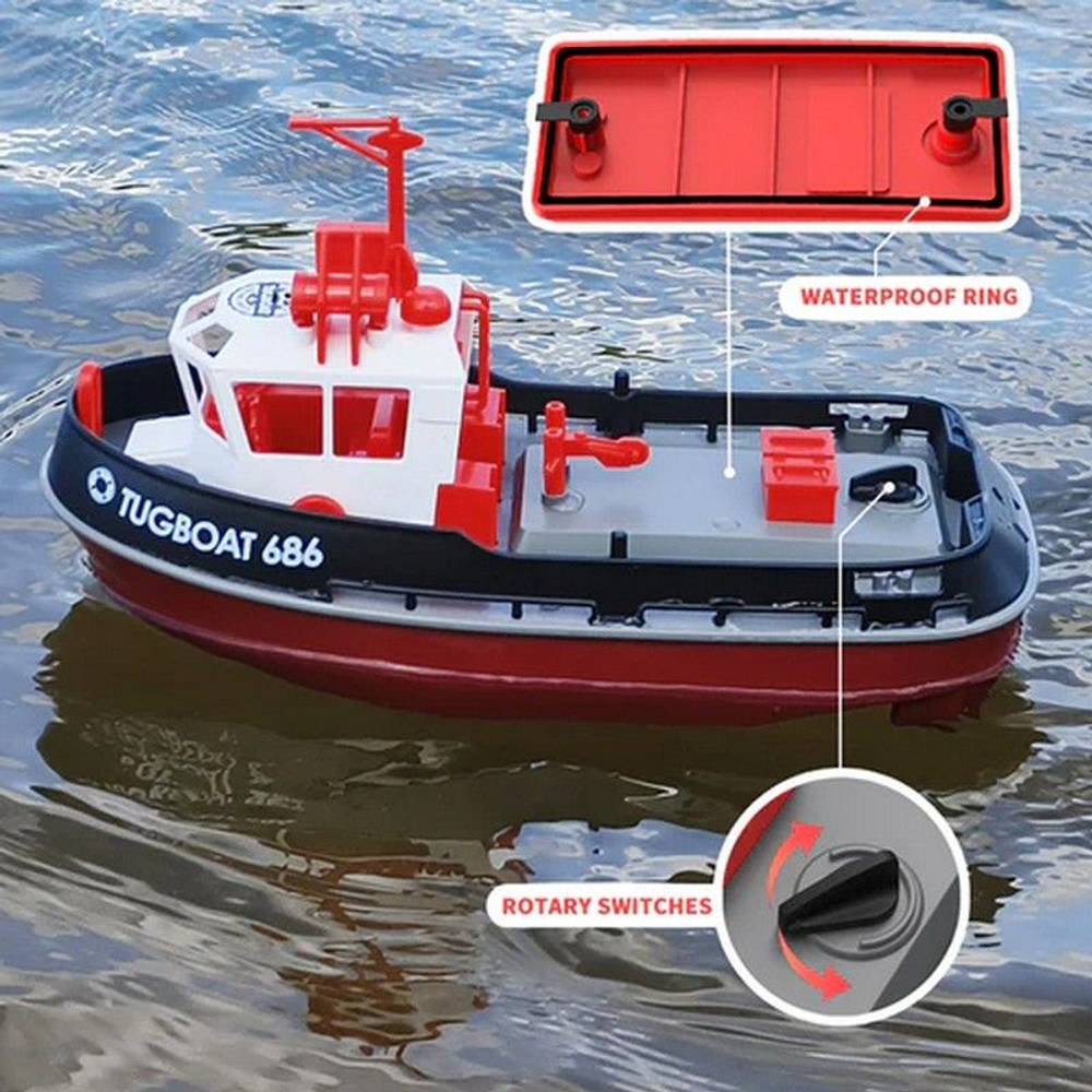 Радиоуправляемый буксир Heng Long Tugboat (черный) 2.4G 1/72 RTR - 3800-B