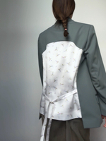 Жакет Полынь с молочной спинкой с нежными цветами