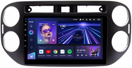 Магнитола для Volkswagen Tiguan 1 2011-2016 (аварийка прямоугольная, рамка чёрная) - Teyes CC3L на Android 10, 8-ядер, CarPlay, 4G SIM-слот