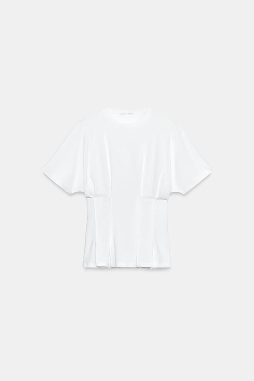 ZARA ПРИТАЛЕННАЯ ФУТБОЛКА С ЗАЩИПАМИ, БЕЛЫЙ