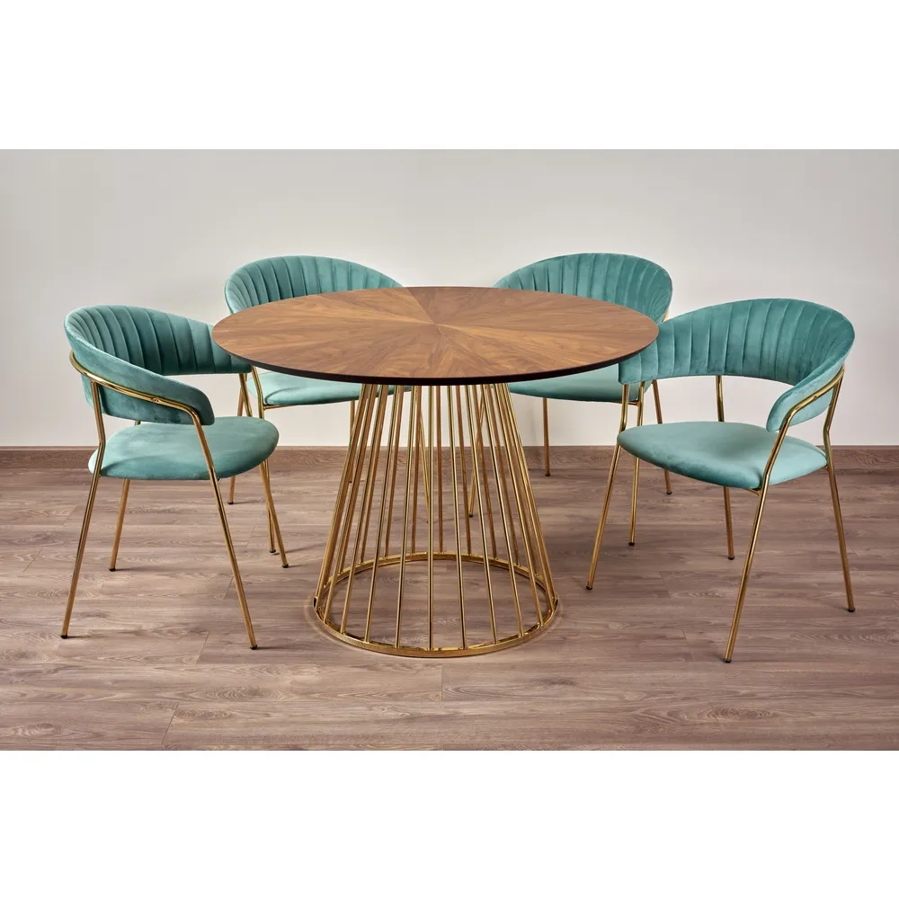 Комплект из 4-х стульев Bradex Home Turin бирюзовый с золотыми ножками