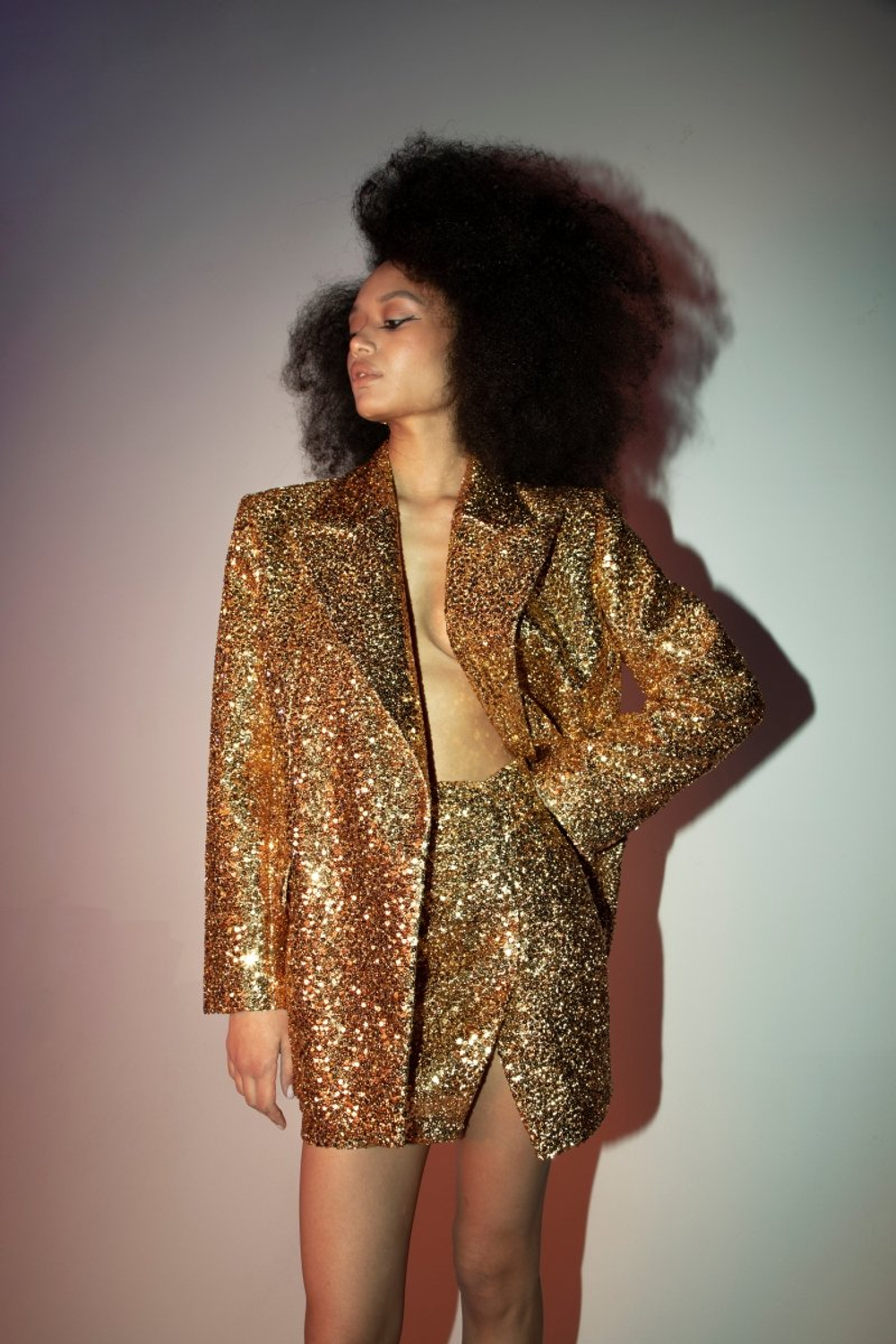 Юбка мини драпированная из пайеток