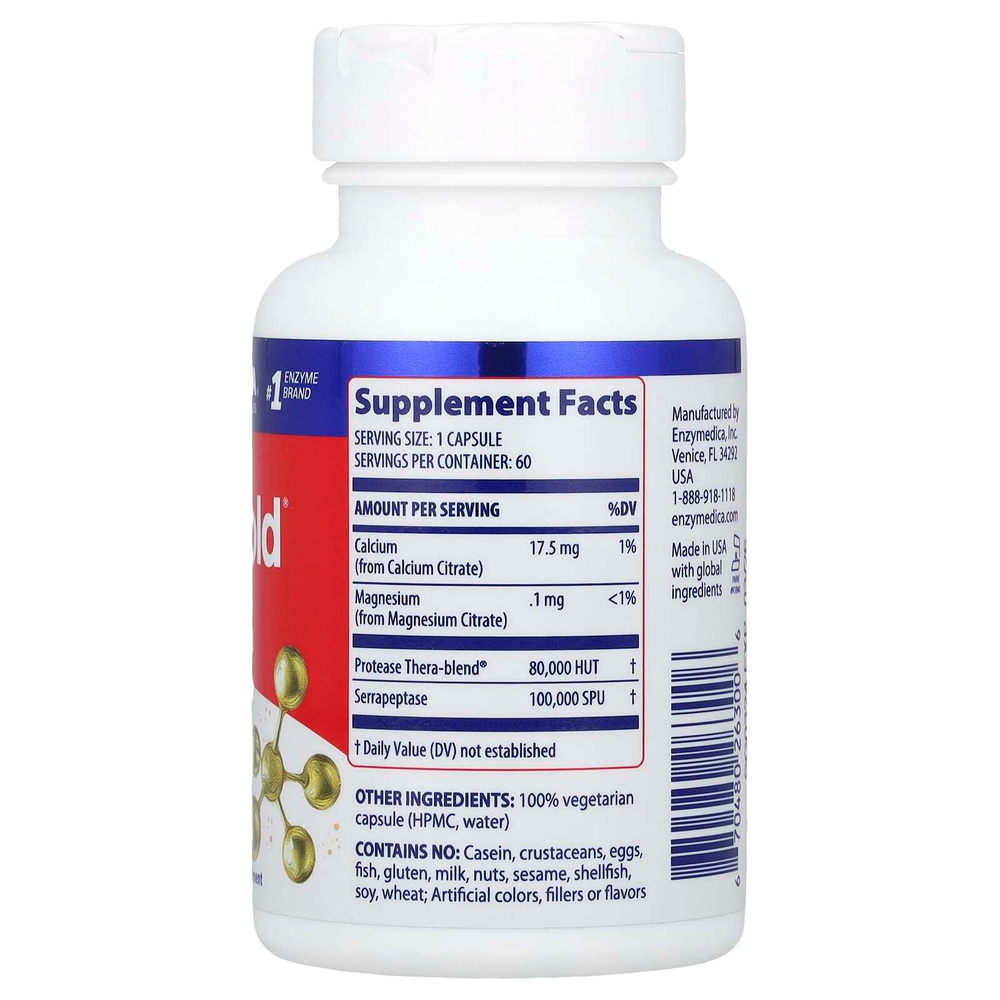 Enzymedica, SerraGold®, высокоэффективная серрапептаза, 60 капсул