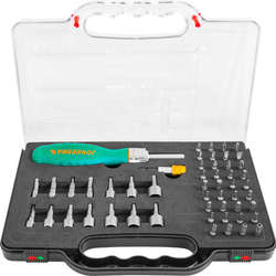 DR0152S Рукоятка отверточная трещоточная в наборе с битами и насадками, 52 предмета