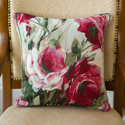 Декоративный гобеленовый чехол для интерьерной подушки Акварельные розы 38*38