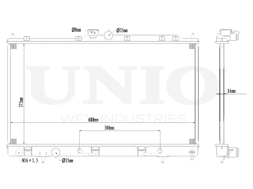 Радиатор охлаждения двигателя UNIO RAD-10003