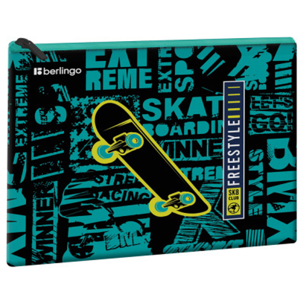 Папка 1 отделение, А5 Berlingo "Skateboarding", 255*205мм, ПВХ, на молнии И