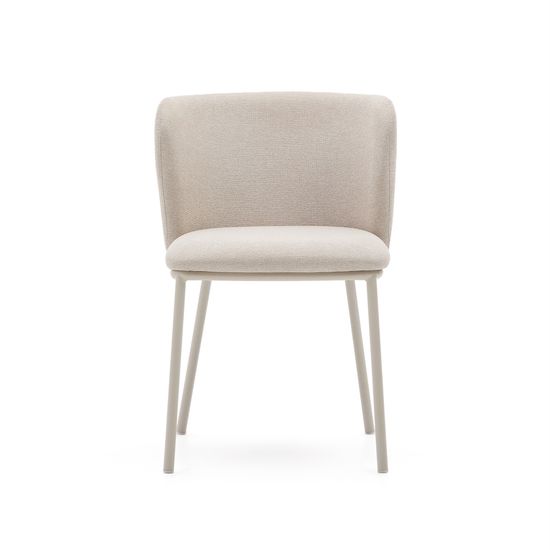 Стул Ciselia из бежевого шенилла и бежевой стали Испания La Forma
