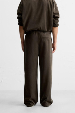 ZARA БРЮКИ RELAXED FIT ИЗ СТРУЯЩЕЙСЯ ТКАНИ, ШОКОЛАДНЫЙ