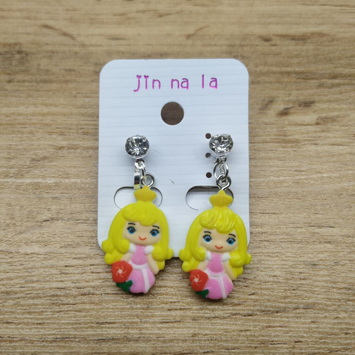 Клипсы Princess №2 Аврора с цветком кристалл металл серебристый