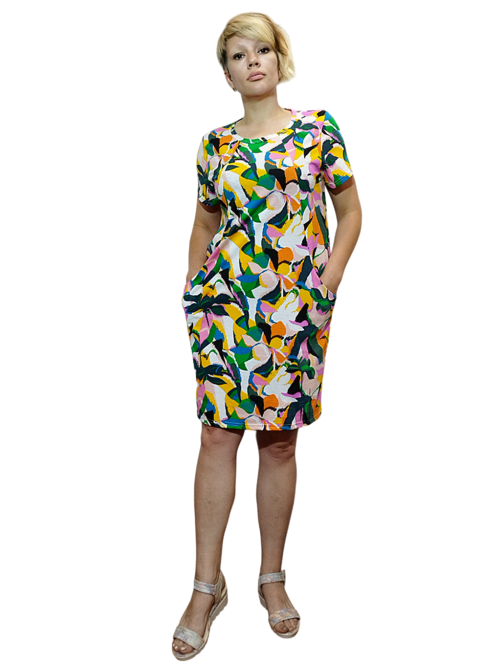 2118 Пеньюар-туника цветочная абстракция (60)