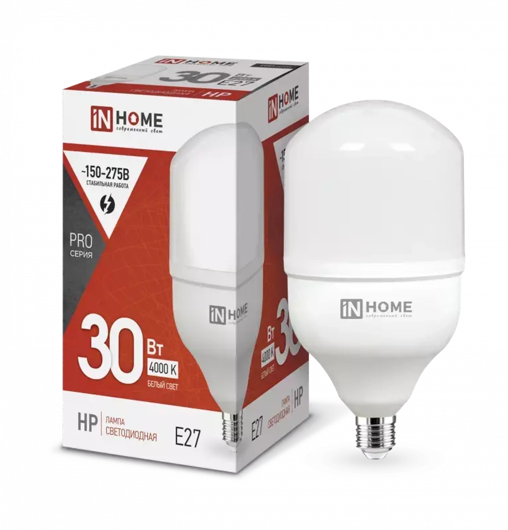 Лампа светодиодная LED-HP-PRO 30Вт 230В Е27 4000К БЕЛЫЙ 2850Лм IN HOME