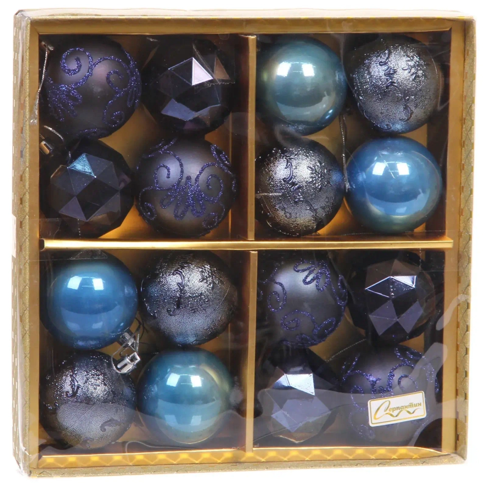 Новогодние шары «Зимняя вечеринка» 6 см (набор 16 шт), Сапфир