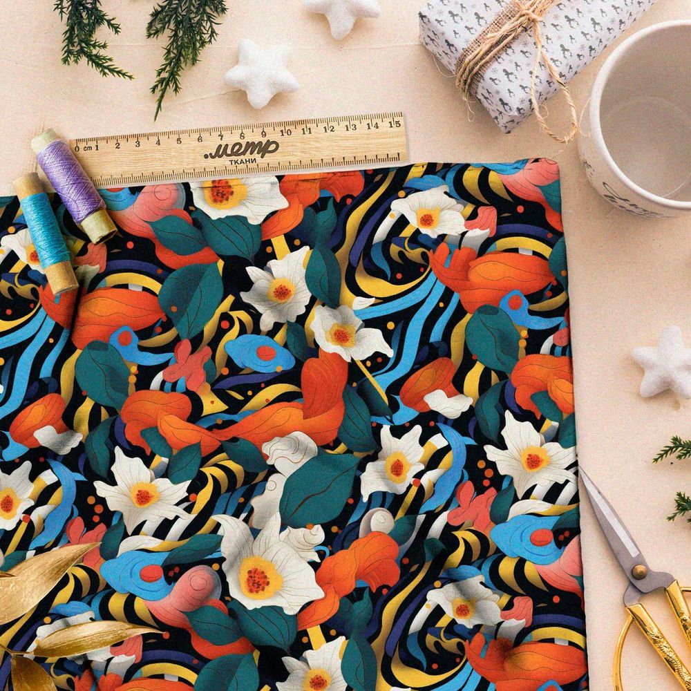 Ткань премиум шифон чудесные мелодии природы