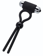 Черное эрекционное лассо Ect с виброэлементом (Цвет: черный)