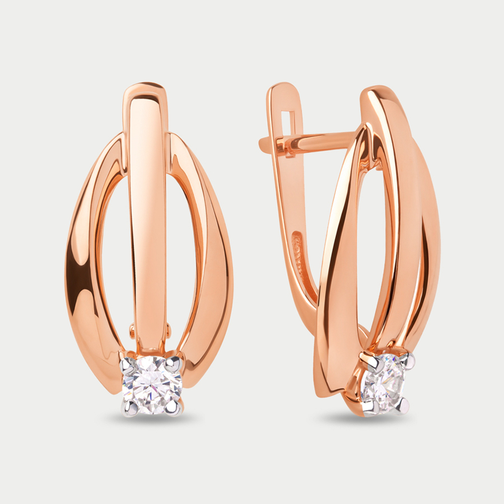 Серьги женские с фианитами из розового золота 585 пробы (арт. 025582-1102)