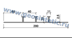 Гидрошпонка АКВАСТОП ХОМ-200-3/20 (ПВХ) Гидроизоляционная шпонка для технологических швов опалубочная для ПВХ мембран ТУ 5772-001-58093526-11, м.п.