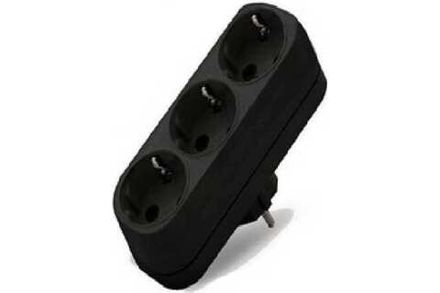 Разветвитель "UNIVersal" 3гн. с/з плоский черный 16А 250В