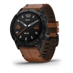 Мультиспортивные часы Garmin Fenix 6X Sapphire черный DLC с каштановым кожаным ремешком 010-02157-14