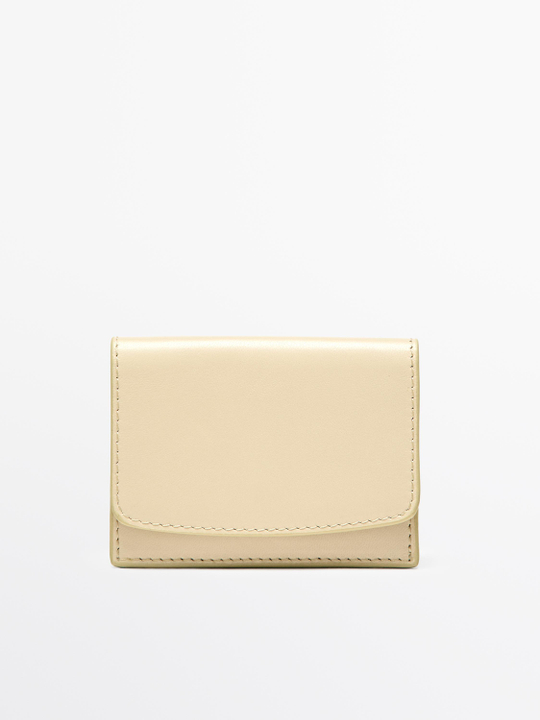 Massimo Dutti Кошелек из кожи наппа, ванильный