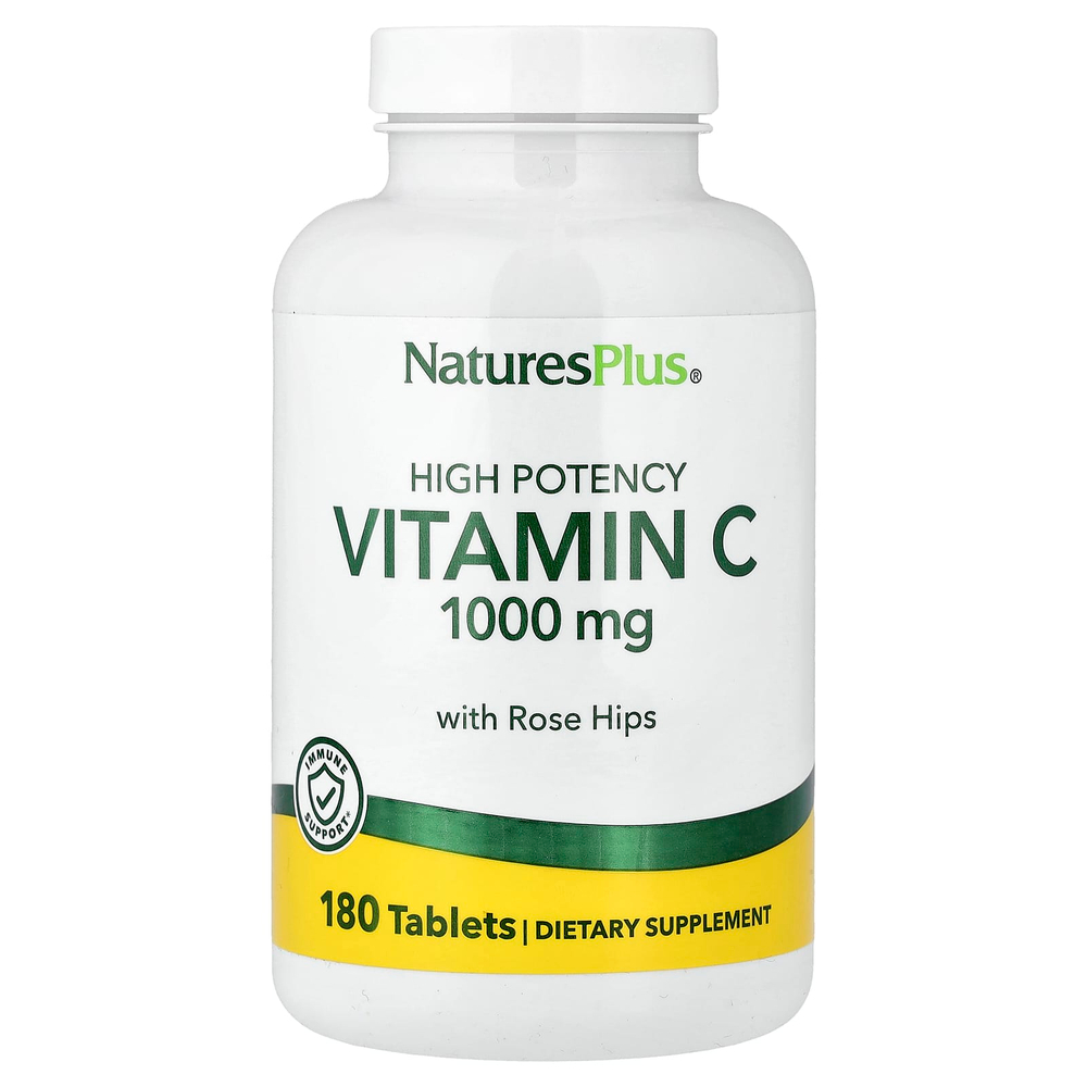 NaturesPlus, витамин C с шиповником, высокая эффективность, 180 таблеток
