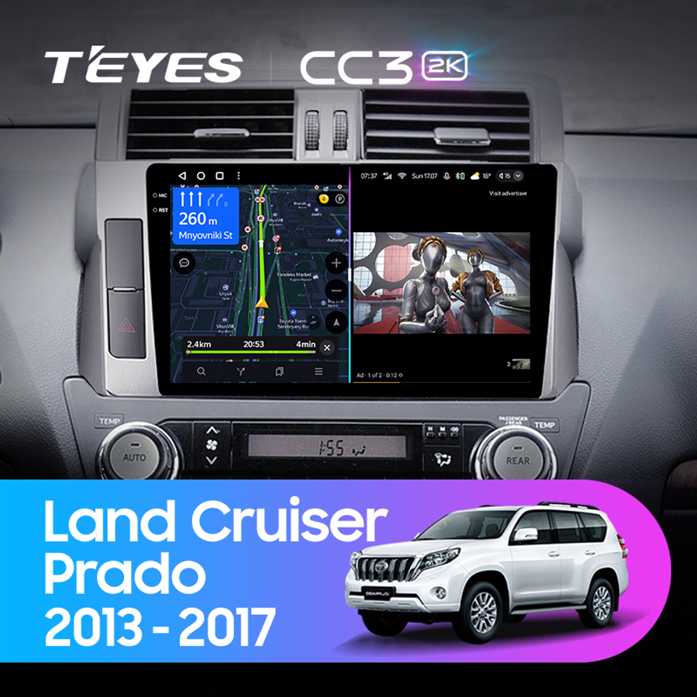 Teyes CC3 2K 10,2"для Toyota Land Cruiser Prado 2013-2017