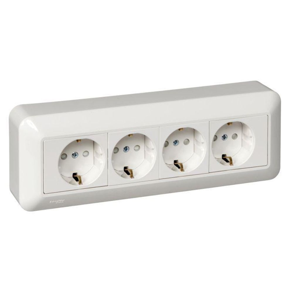 Розетка 4-м ОП Blanca / Прима 16А IP20 250В с заземл. защ. шторки с монтажн. пластиной (розн. упак.) бел. SE RA16-411M-BI Розетка 4-м ОП Blanca / Прима 16А IP20 250В с заземл. защ. шторки с монтажн. пластиной (розн. упак.) бел. SE RA16-411M-BI