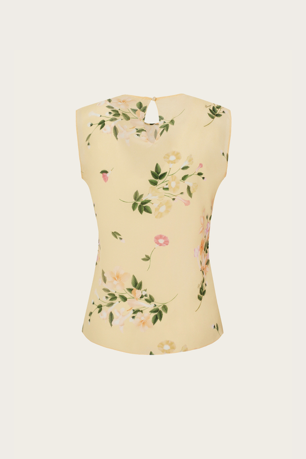 ТОП ИЗ ЖЕЛТОГО ШЕЛКА С АВТОРСКИМ ПРИНТОМ