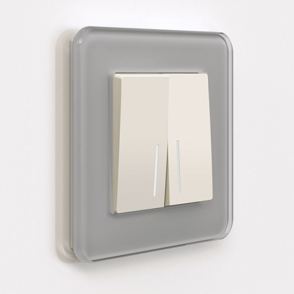 Выключатель двухклавишный с подсветкой без рамки Werkel айвори матовый W1120162