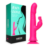 Розовый вибратор-кролик с возвратно-поступательными движениями и ротацией 24,2см I-Moon Rain Love MY-211