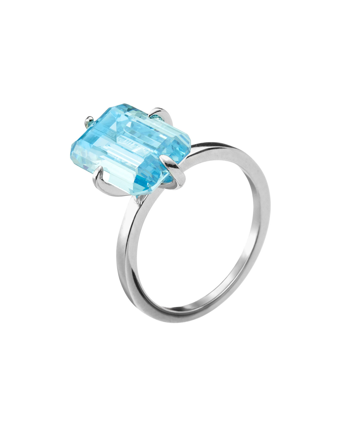 Кольцо прямоугольный голубой камень