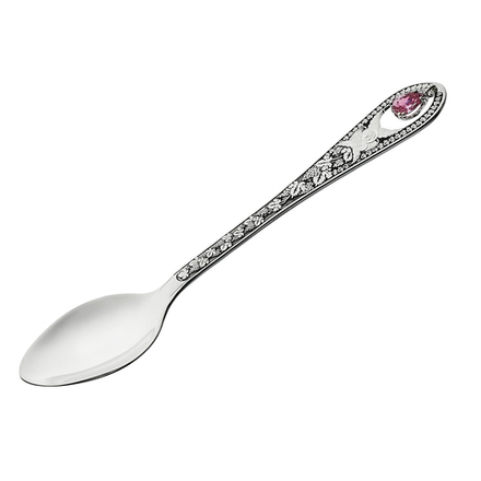 Ложка  из серебра/Чернение/Со вставкой из фианитов