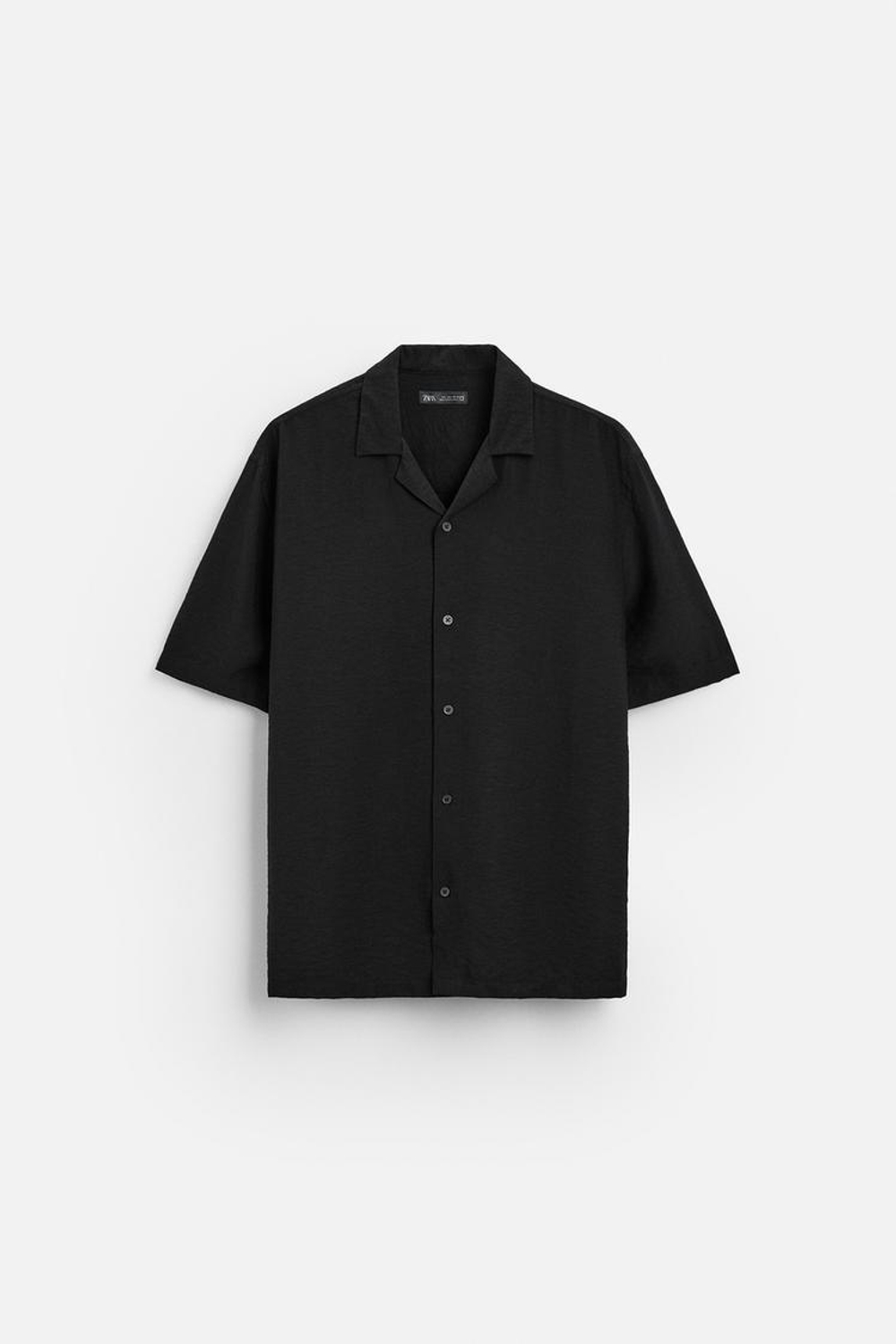 ZARА РУБАШКА RELAXED FIT ИЗ СТРУЯЩЕЙСЯ ТКАНИ, ЧЕРНЫЙ