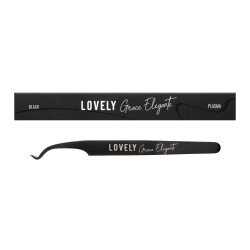 Пинцет для наращивания ресниц Lovely NanoFiber, серия Grace Elegante Black, тип L 5 мм с изгибом