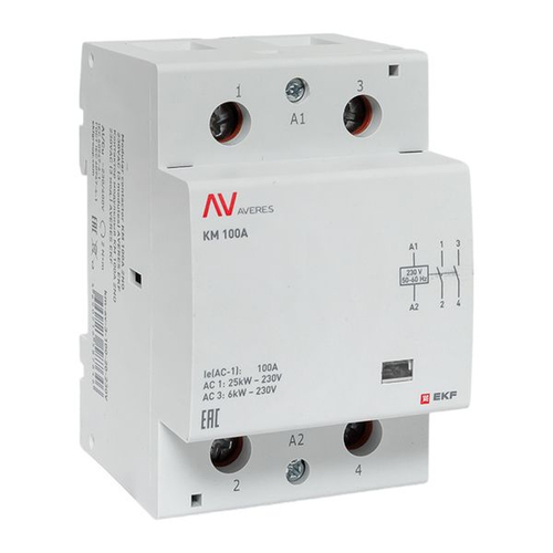 Контактор модульный КМ 100А 2NO 230В АС (3 мод.) AVERES EKF